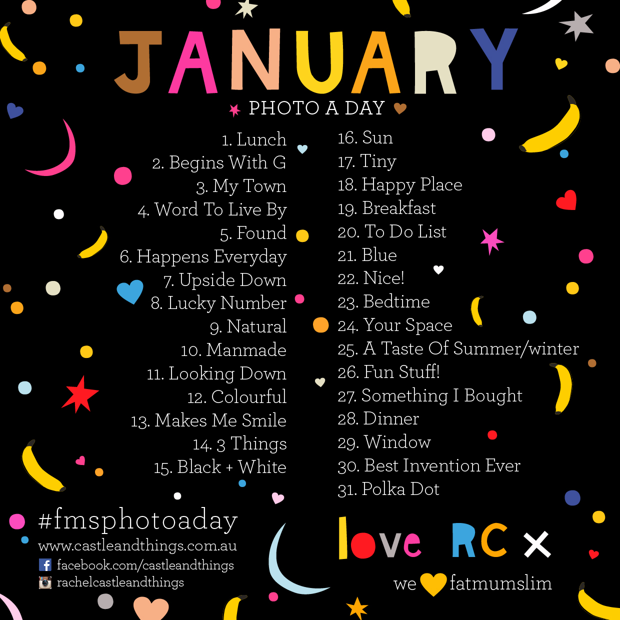 January Photo A Day Challenge List 2014