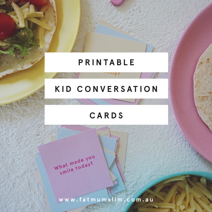 FREE printable conversation cards | Chicken tacos recipe