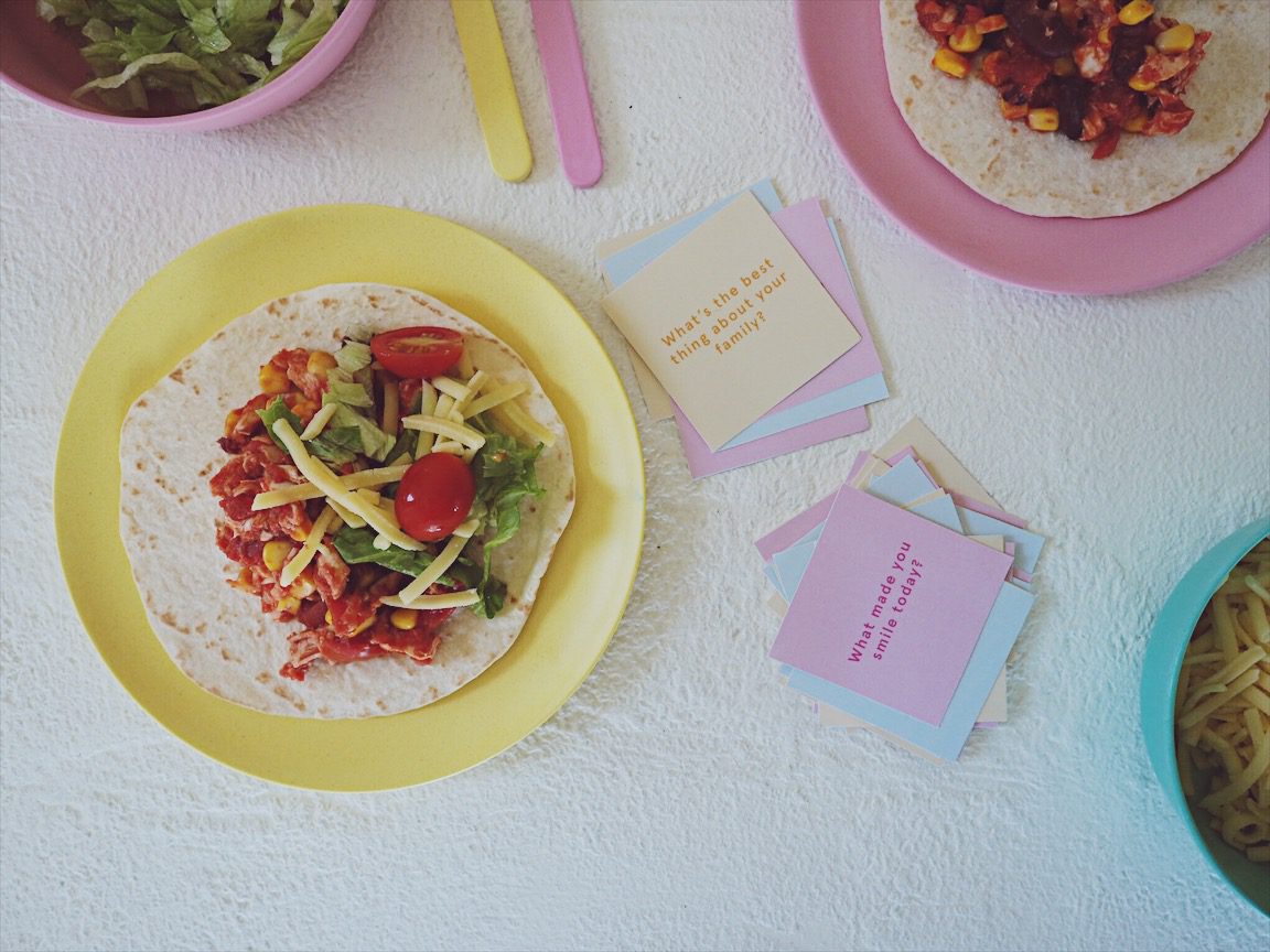 FREE printable conversation cards | Chicken tacos recipe