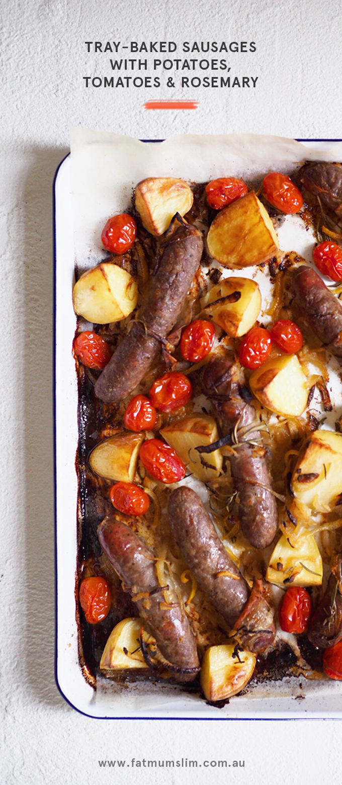 Tray-Baked Sausages with Tomatoes and Potatoes
