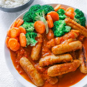 7 day budget meal plan: Curried sausages