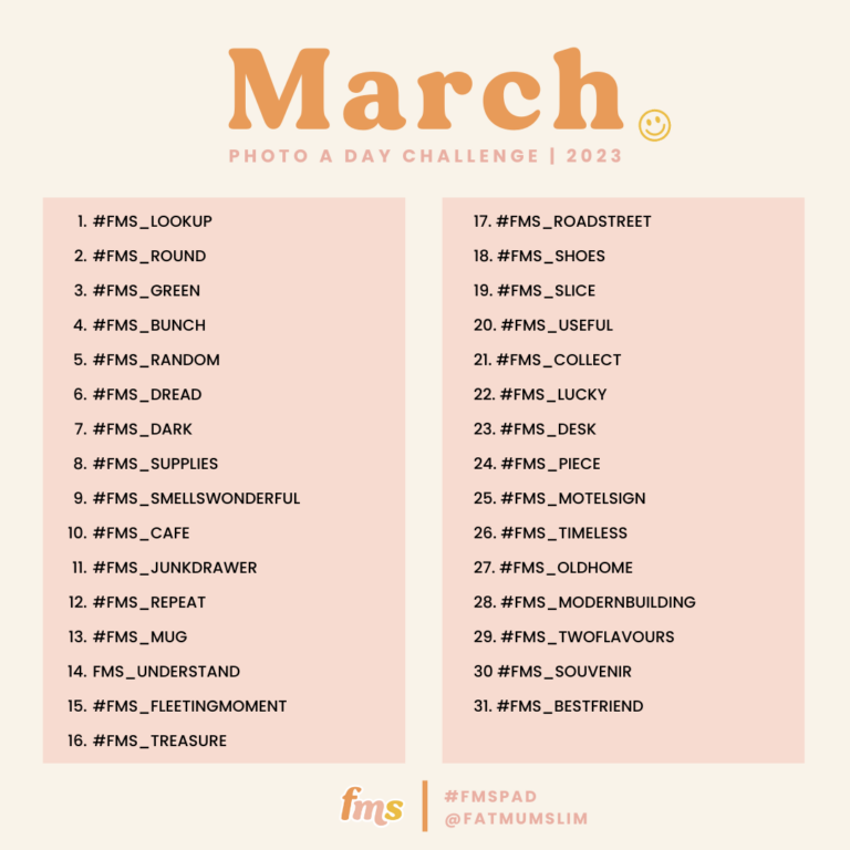 March 2023 Photo A Day Challenge List | Fat Mum Slim