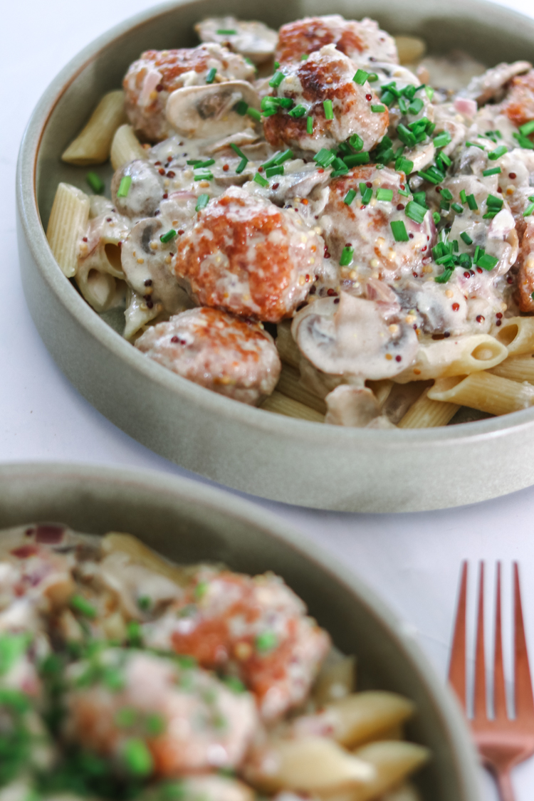 pork meatballs with creamy mustard sauce2 Fat Mum Slim