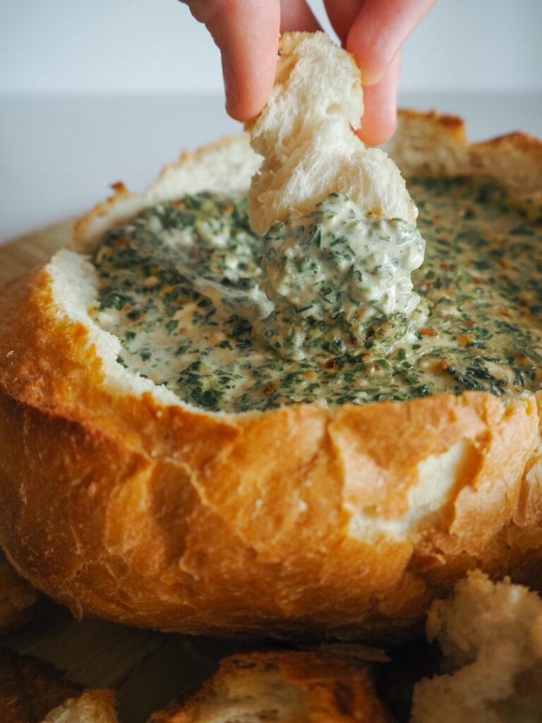 Dipping into spinach cob dip