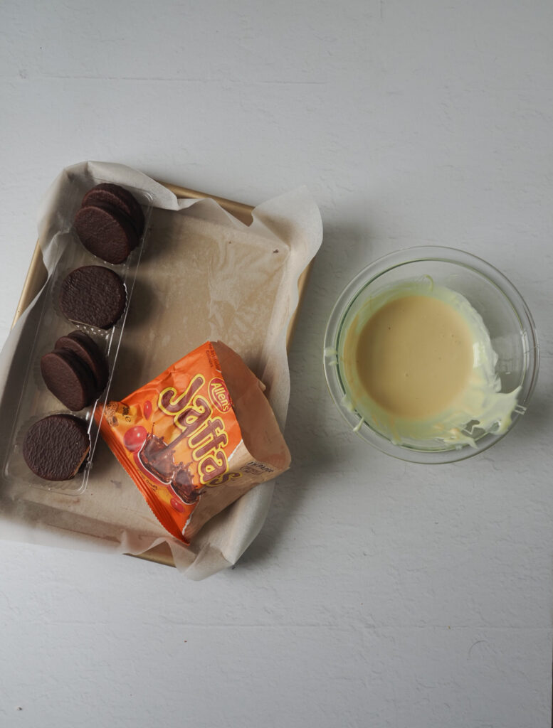 Dip the Wagon Wheels into the white chocolate