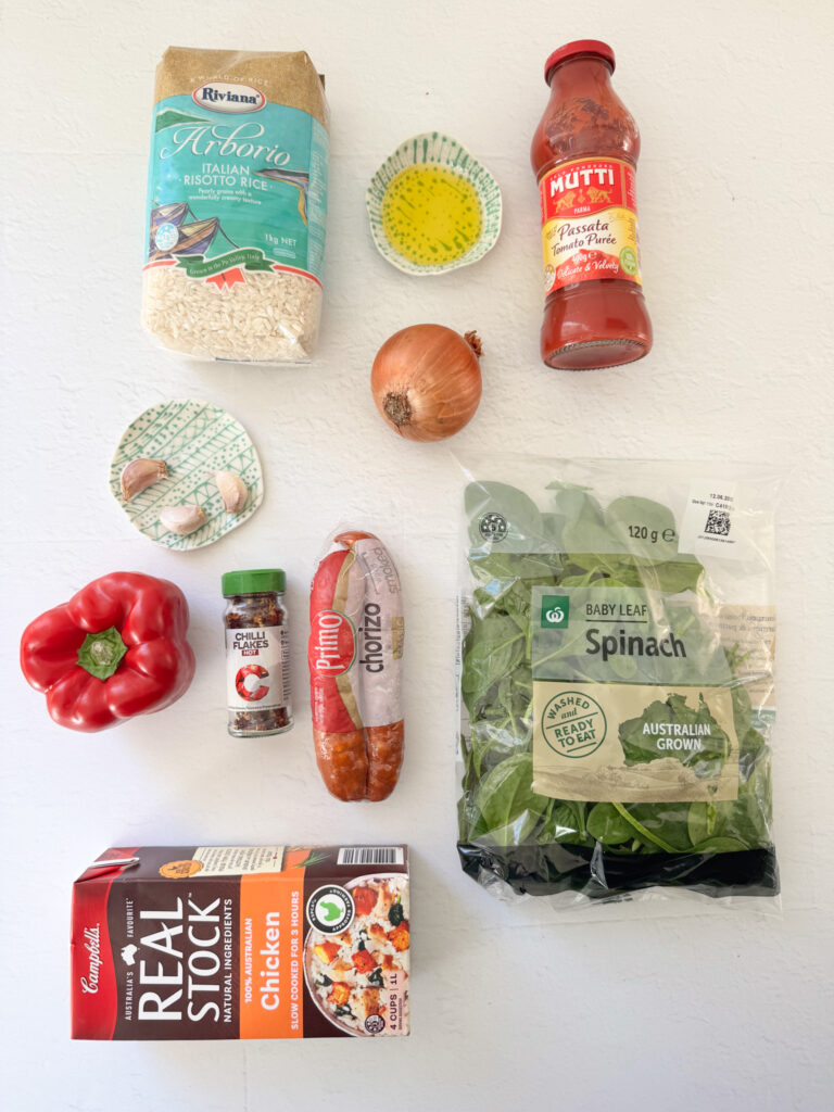 oven baked risotto with chorizo