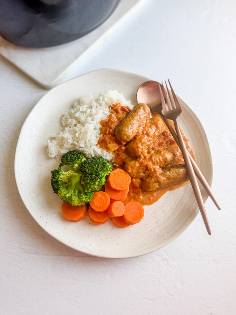 slow cooker curried sausages